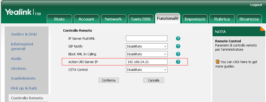 Ezdial ezcloud configurazione yealink Configurazione click to call yealink